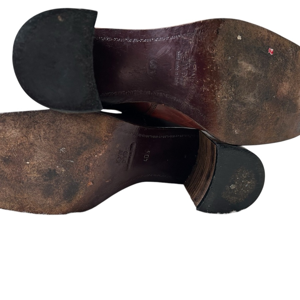 Joan & David Brown Leather Heeled Ankle Boots Italy Buckle Strap EU 40.5 Chelsea - Picture 11 of 14
